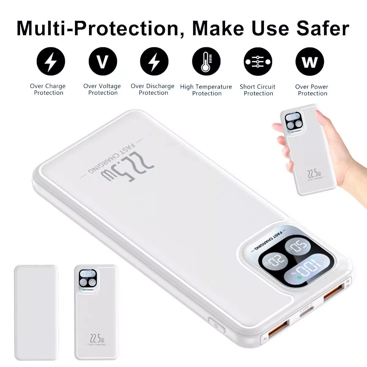 10,000mAh Ultra - Slim Portable Power Bank – USB External Battery Pack for Phones and Devices - Dymand