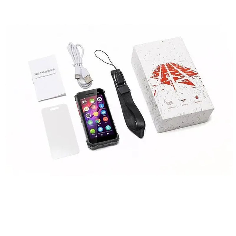 The 4g three-proof mini phone is a waterproof and drop-proof device with a small size and a face fingerprint feature.