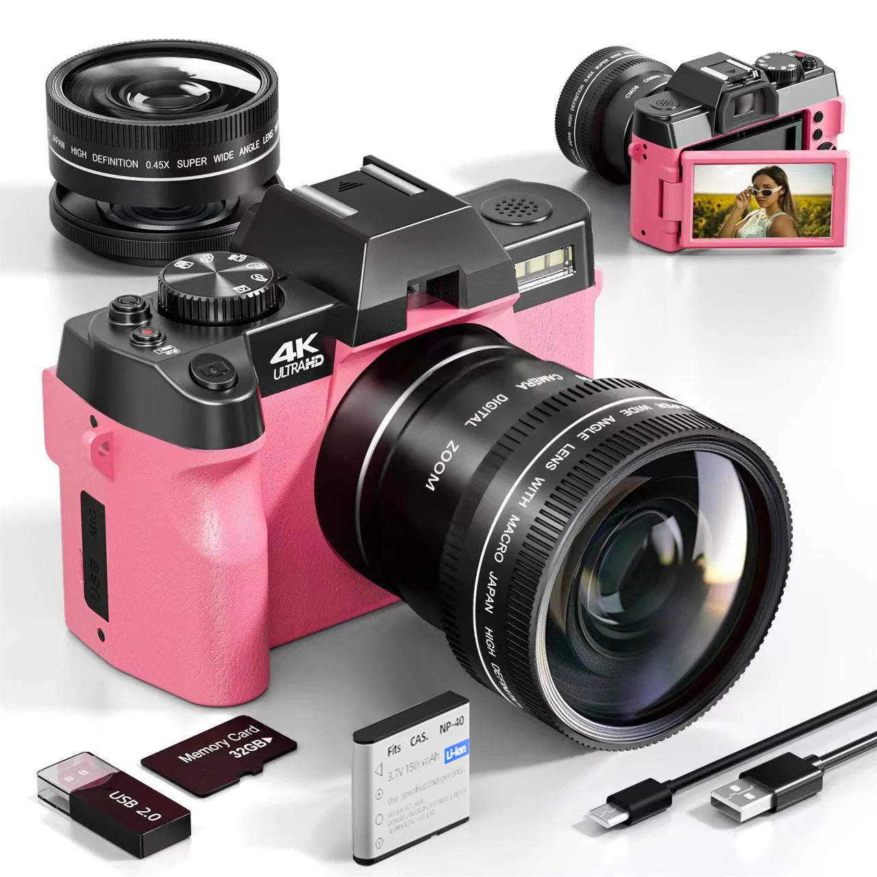 Compact digital photography camera 4k wifi web cam vintage vlog video recorder youtube 48mp camcorder 16x digital zoom camera.