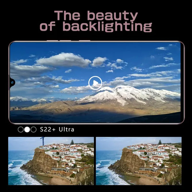 New mobile phone s22+ultra screen 6.8 inch smart phone 4g/5g mobile phone smart phone ultra-thin 16gb+512gb face unlocking mobile phone dual sim card mobile phone supports tf card smart phone.