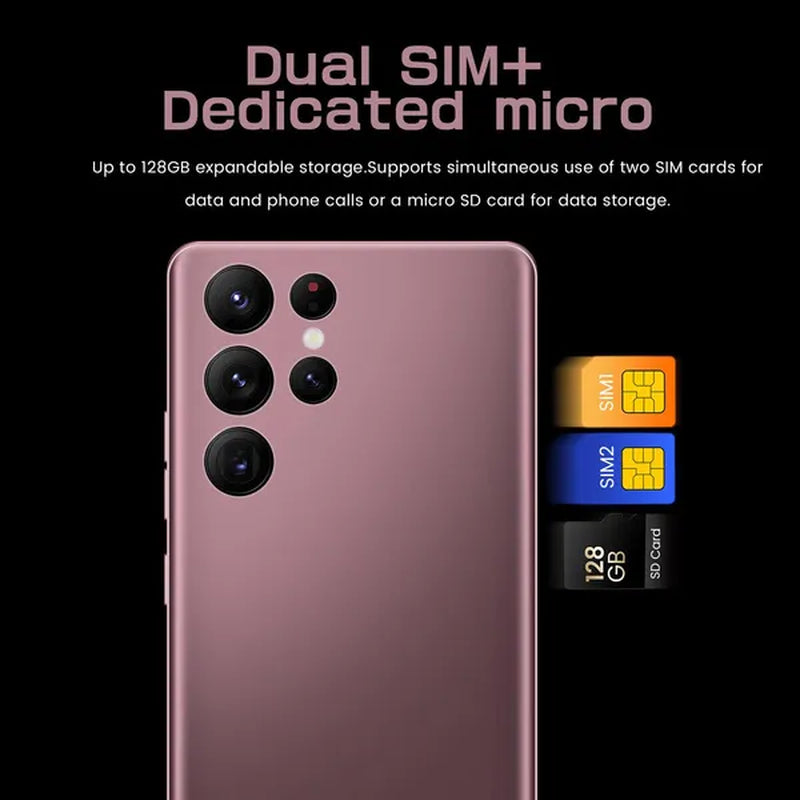 New mobile phone s22+ultra screen 6.8 inch smart phone 4g/5g mobile phone smart phone ultra-thin 16gb+512gb face unlocking mobile phone dual sim card mobile phone supports tf card smart phone.