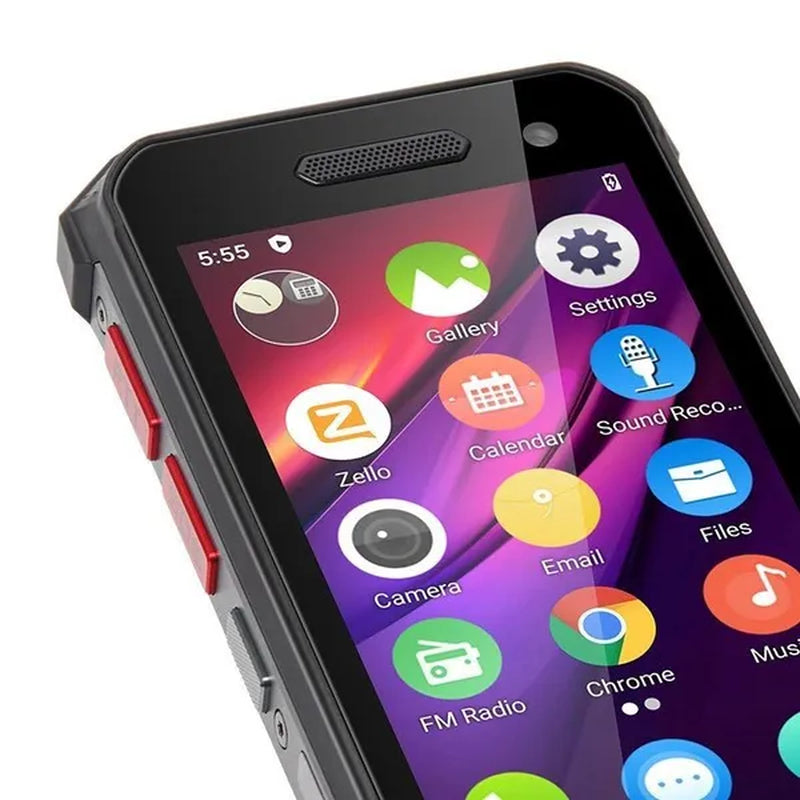 The 4g three-proof mini phone is a waterproof and drop-proof device with a small size and a face fingerprint feature.