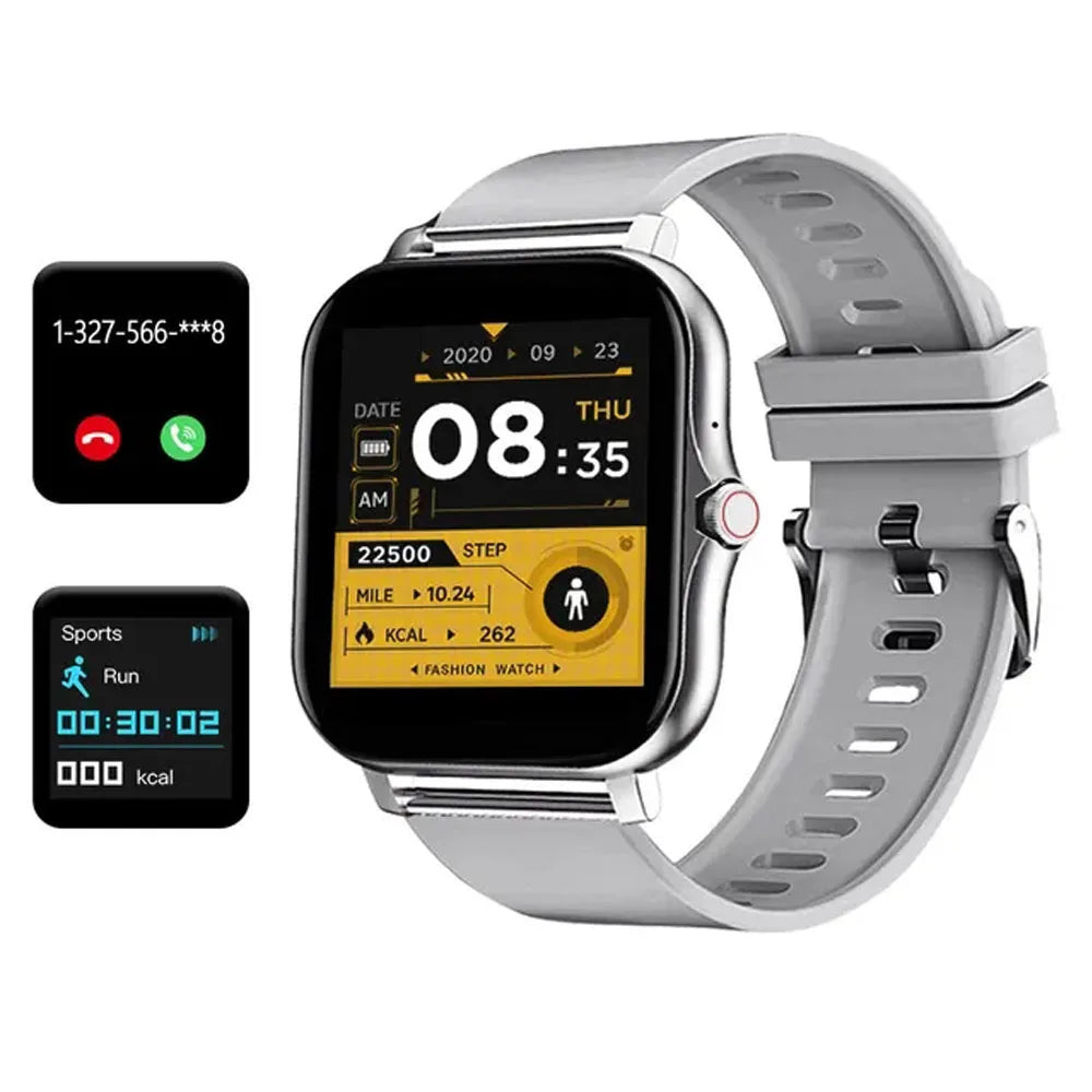 The 2024 smart watch for men and women is a 1.44" full-touch screen sports fitness watch with Bluetooth capabilities, digital display, and a smartwatch wristwatch design.