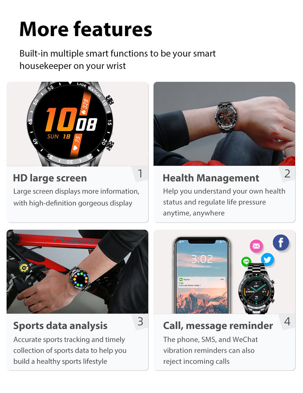 Lige'S New Smart Watch Upgrade Smart Wearable Watch - Dymand