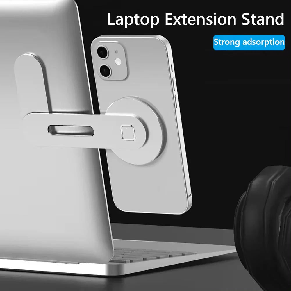 Metal Expansion Phone Stand for Laptop and Tesla Vehicles - Magnetic Folding Phone Holder with 15W Fast Charger - Dymand