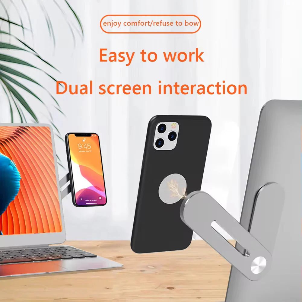 Metal Expansion Phone Stand for Laptop and Tesla Vehicles - Magnetic Folding Phone Holder with 15W Fast Charger - Dymand