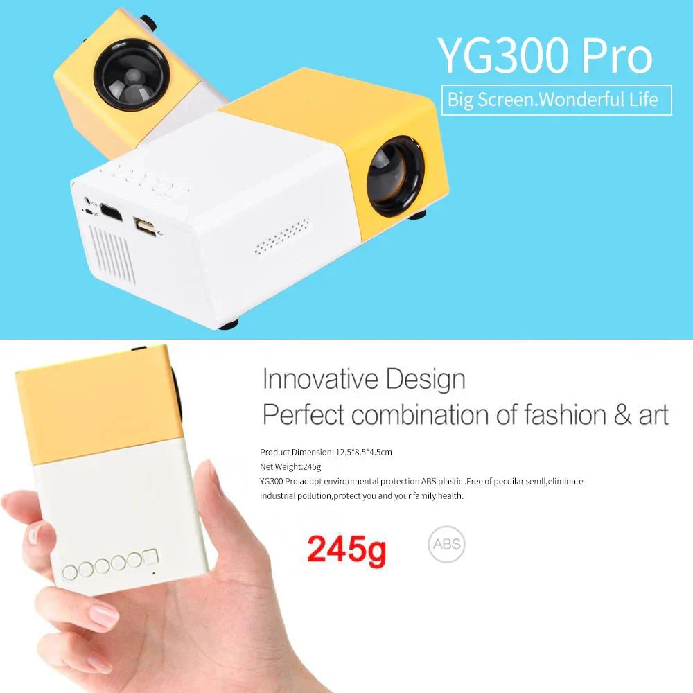 Mini Projector – 1080P Full HD Support, Portable LED Projector, 4K Video Playback, Multiple Connectivity Options - Dymand