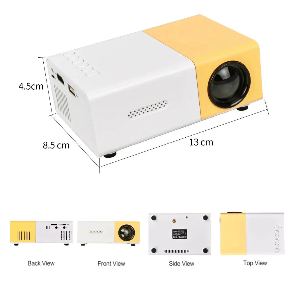 Mini Projector – 1080P Full HD Support, Portable LED Projector, 4K Video Playback, Multiple Connectivity Options - Dymand