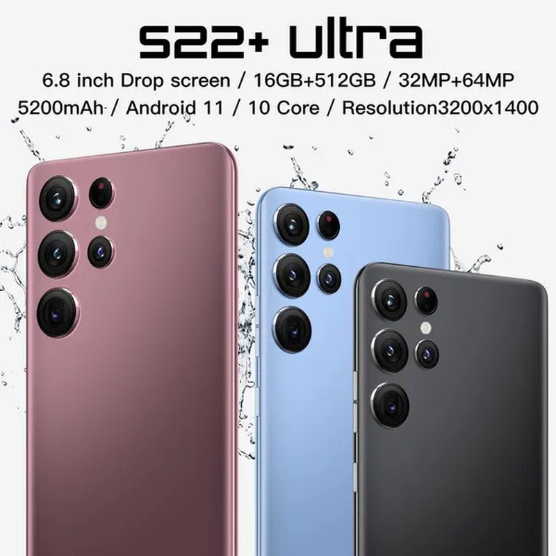 New mobile phone s22+ultra screen 6.8 inch smart phone 4g/5g mobile phone smart phone ultra - thin 16gb+512gb face unlocking mobile phone dual sim card mobile phone supports tf card smart phone. - Dymand
