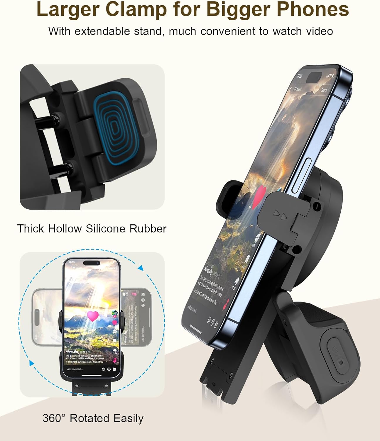 Remote control scrolling for TikTok, page turner for Kindle app, camera camcorder remote controls, scrolling remote for TikTok/iOS/Android/iPad/iPhone/tablet with phone stand - Dymand
