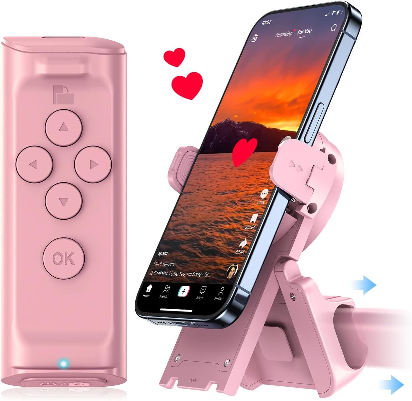 Remote control scrolling for TikTok, page turner for Kindle app, camera camcorder remote controls, scrolling remote for TikTok/iOS/Android/iPad/iPhone/tablet with phone stand - Dymand