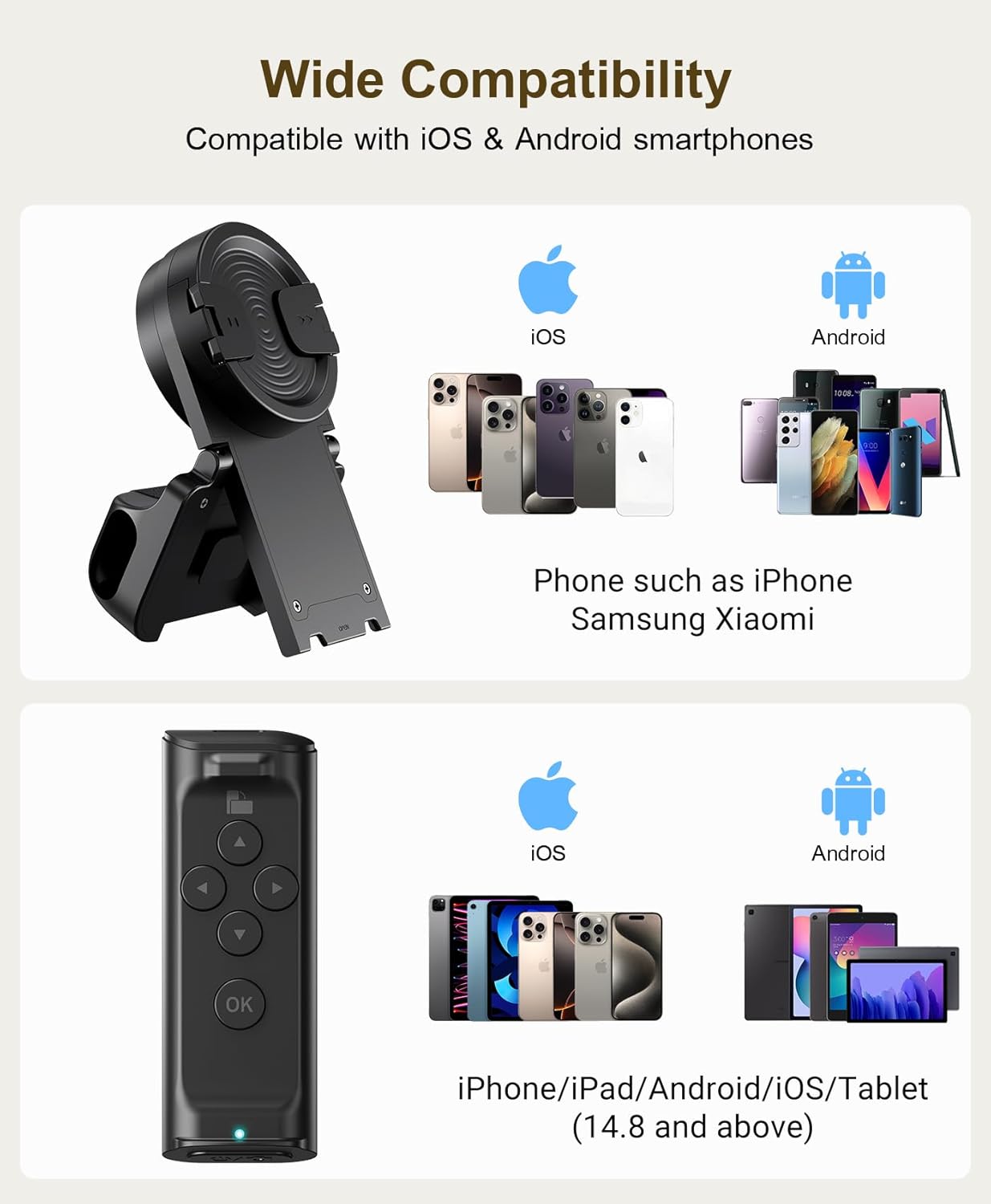 Remote control scrolling for TikTok, page turner for Kindle app, camera camcorder remote controls, scrolling remote for TikTok/iOS/Android/iPad/iPhone/tablet with phone stand - Dymand