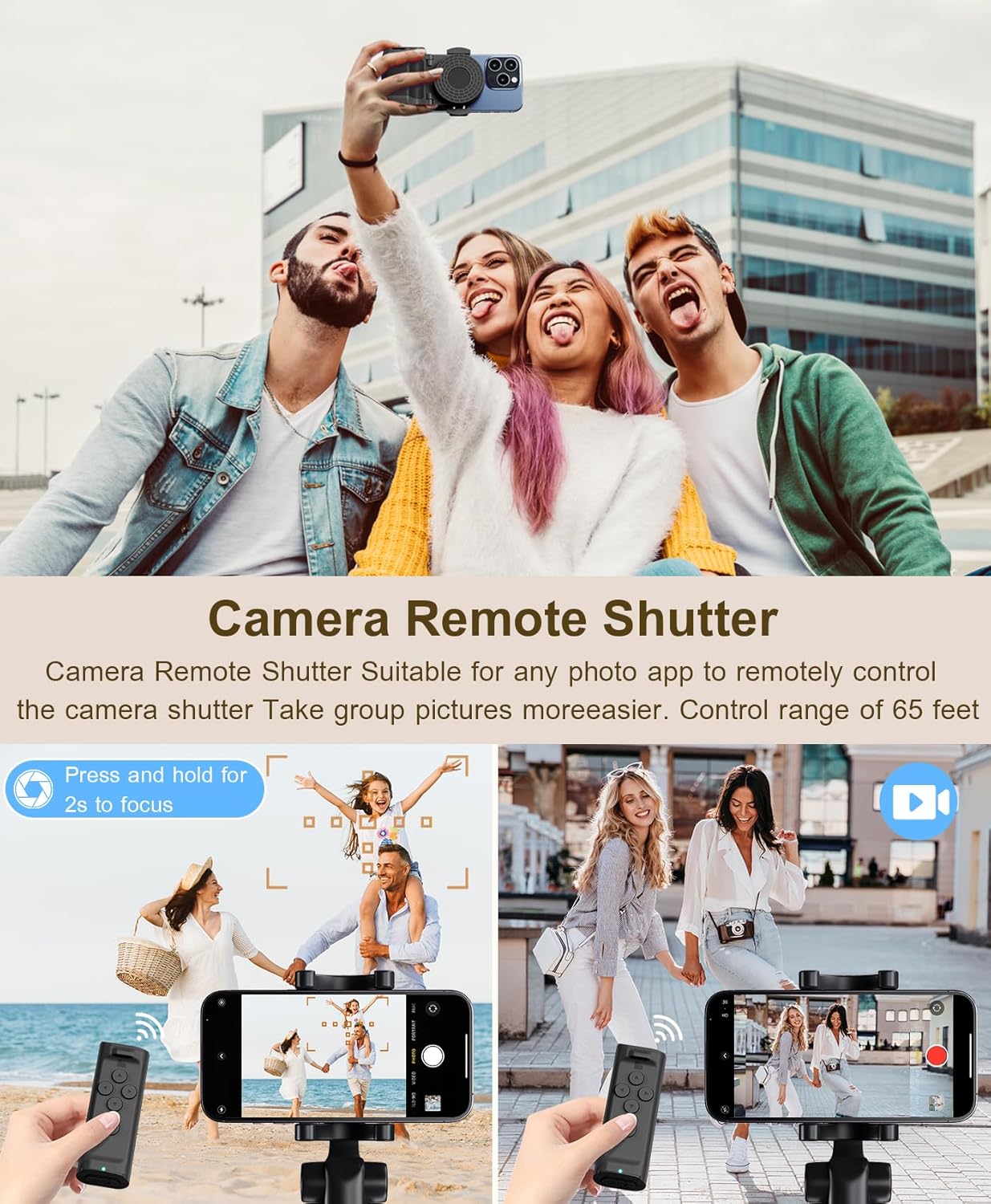 Remote control scrolling for TikTok, page turner for Kindle app, camera camcorder remote controls, scrolling remote for TikTok/iOS/Android/iPad/iPhone/tablet with phone stand - Dymand