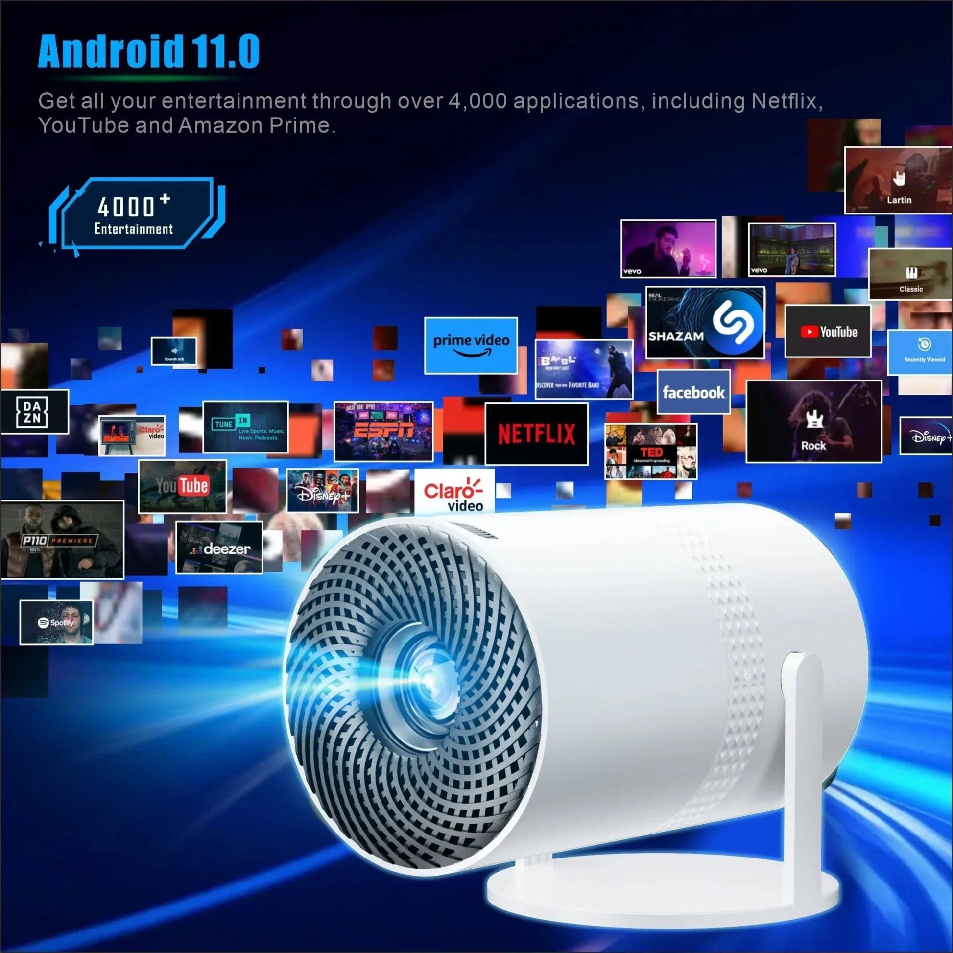 Salange P300 Mini Portable Projector - 4K 8K Video Decoding, 720P HD, Android 11, Wi - Fi, BT 5.1 - Dymand