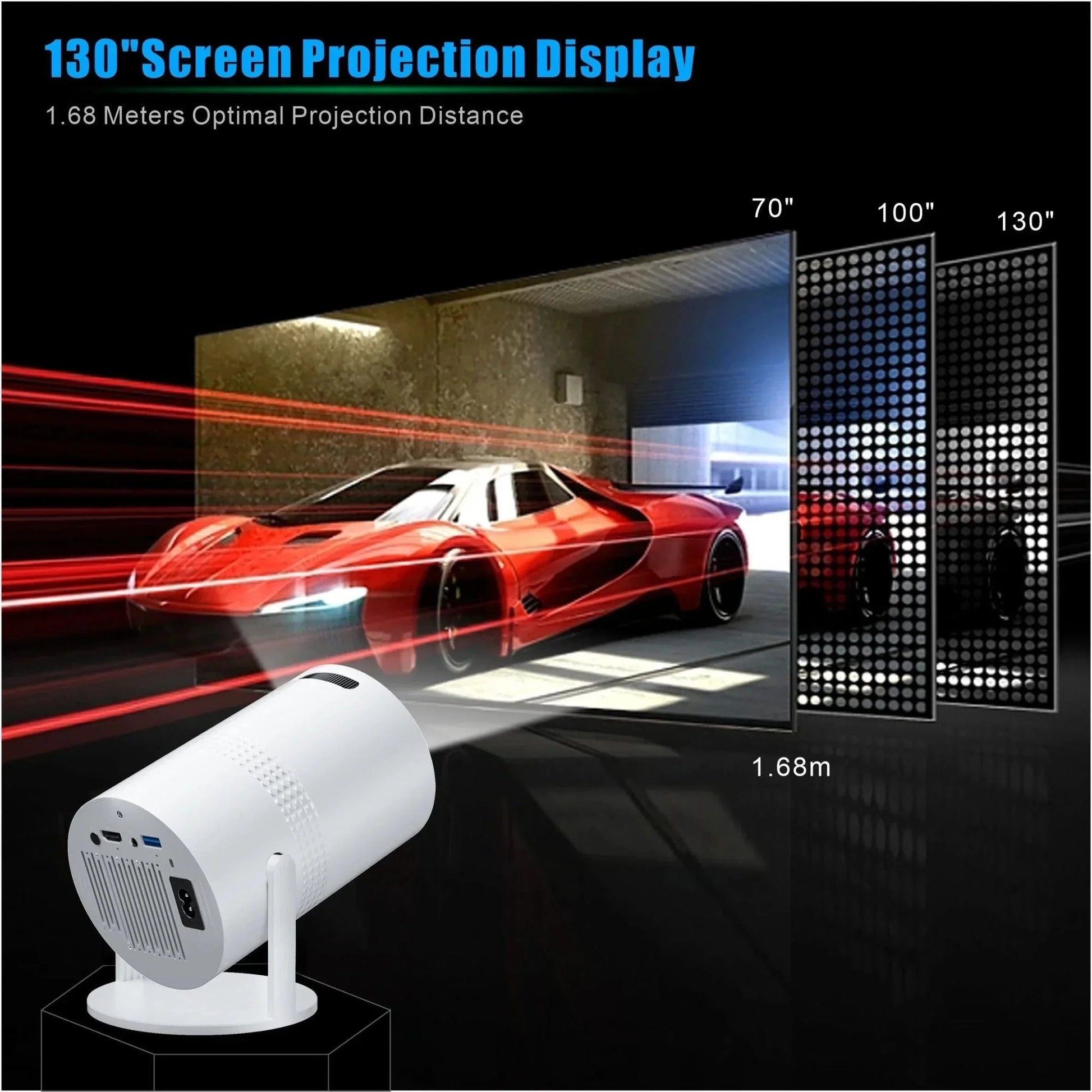 Salange P300 Mini Portable Projector - 4K 8K Video Decoding, 720P HD, Android 11, Wi - Fi, BT 5.1 - Dymand