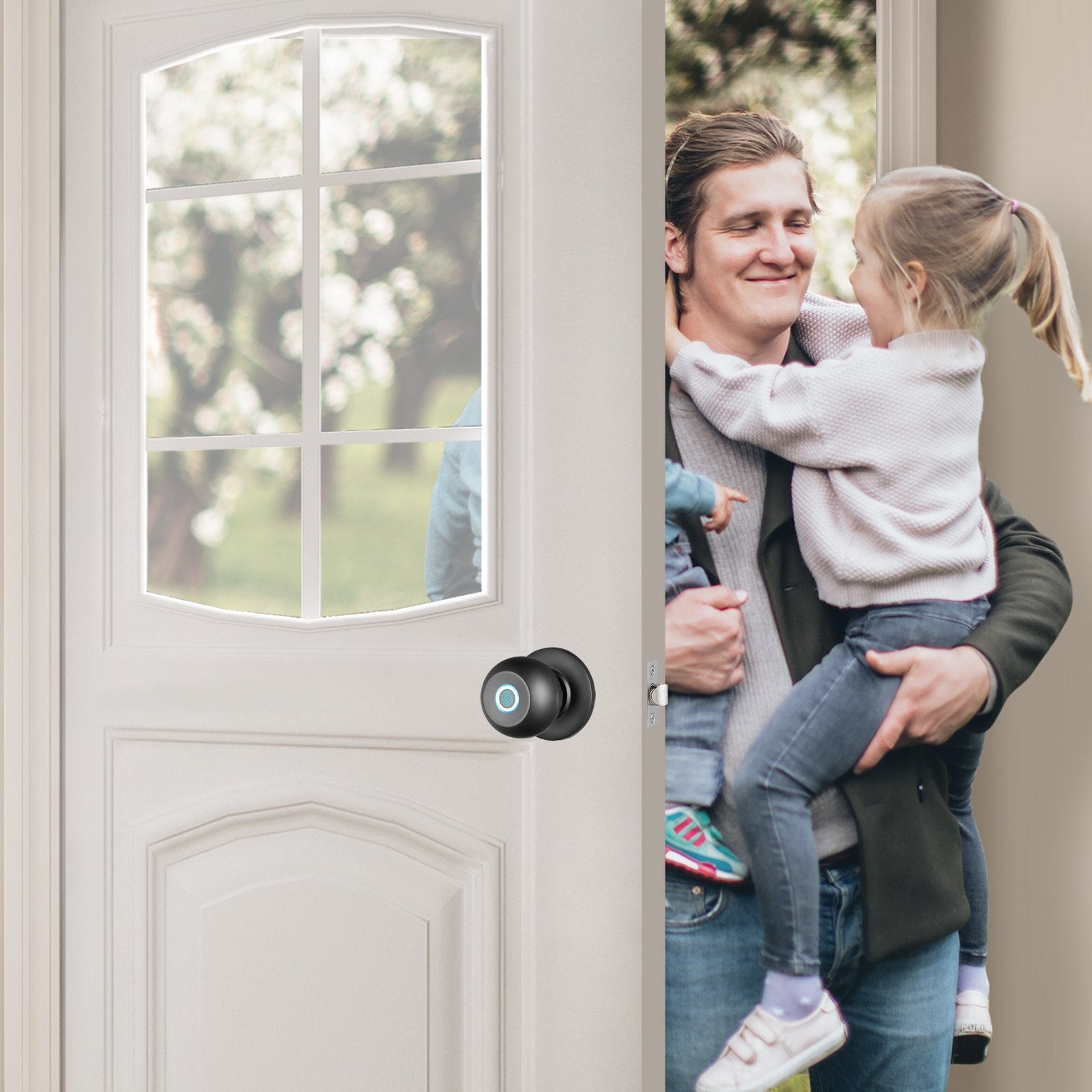 Smart Door Knob – Biometric Bluetooth Smart Lock with Fingerprint Access & APP Control – Easy Installation for Home, Bedrooms, Cloakrooms, Hotels, Apartments, and Offices – Sleek Black Design - Dymand