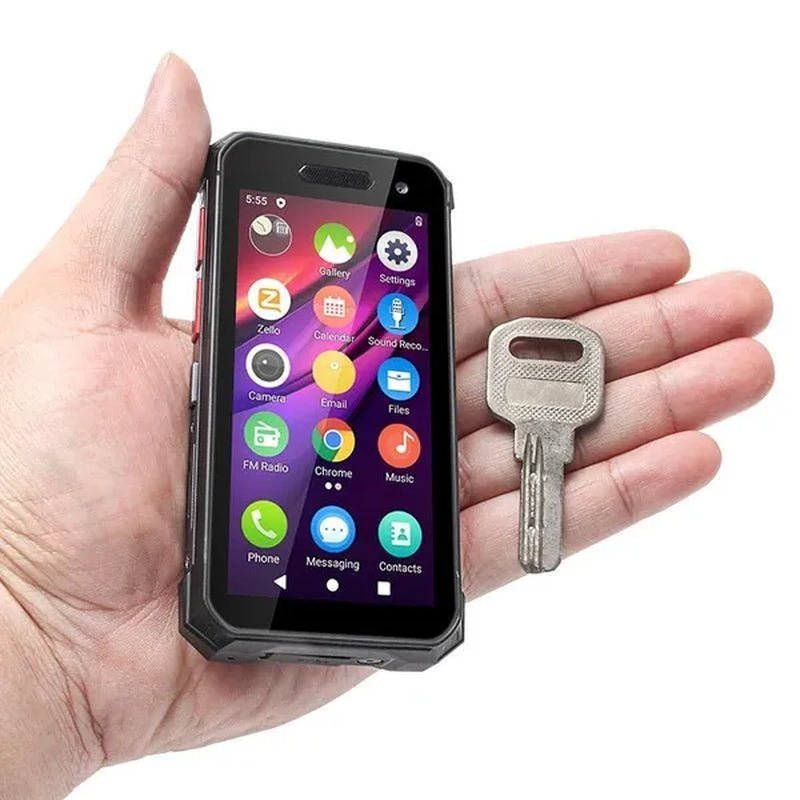 The 4g three - proof mini phone is a waterproof and drop - proof device with a small size and a face fingerprint feature. - Dymand