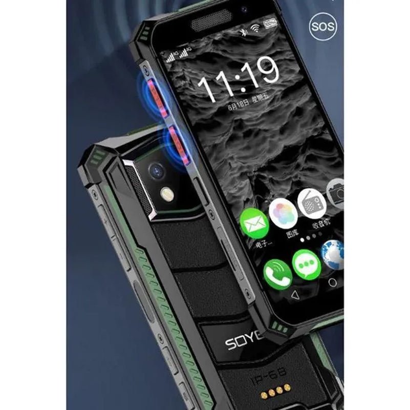 The 4g three - proof mini phone is a waterproof and drop - proof device with a small size and a face fingerprint feature. - Dymand