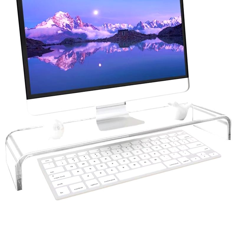 The acrylic monitor stand riser clear computer monitor heighted base keyboard laptop bracket is a versatile accessory for home office computers, providing a convenient and stylish solution for elevated workstations. - Dymand