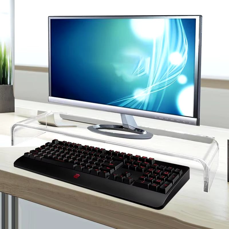 The acrylic monitor stand riser clear computer monitor heighted base keyboard laptop bracket is a versatile accessory for home office computers, providing a convenient and stylish solution for elevated workstations. - Dymand