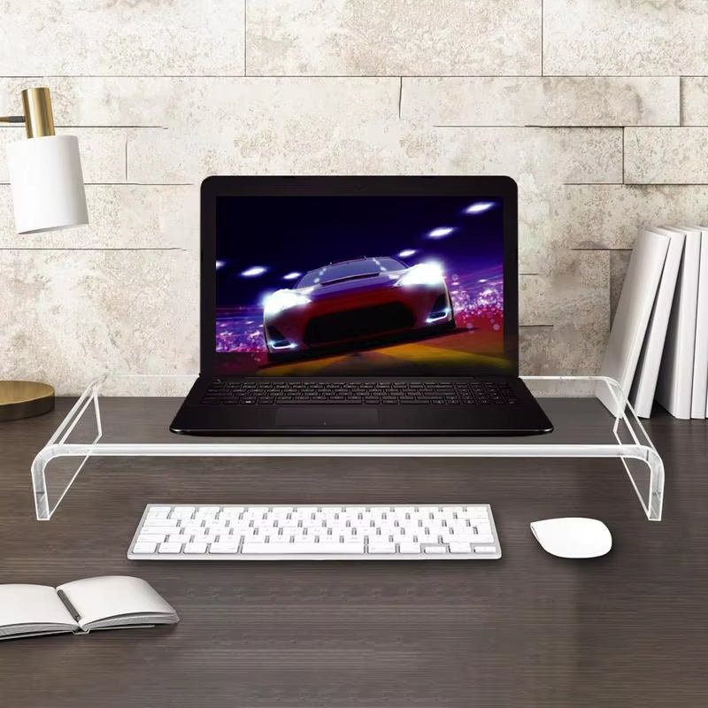 The acrylic monitor stand riser clear computer monitor heighted base keyboard laptop bracket is a versatile accessory for home office computers, providing a convenient and stylish solution for elevated workstations. - Dymand