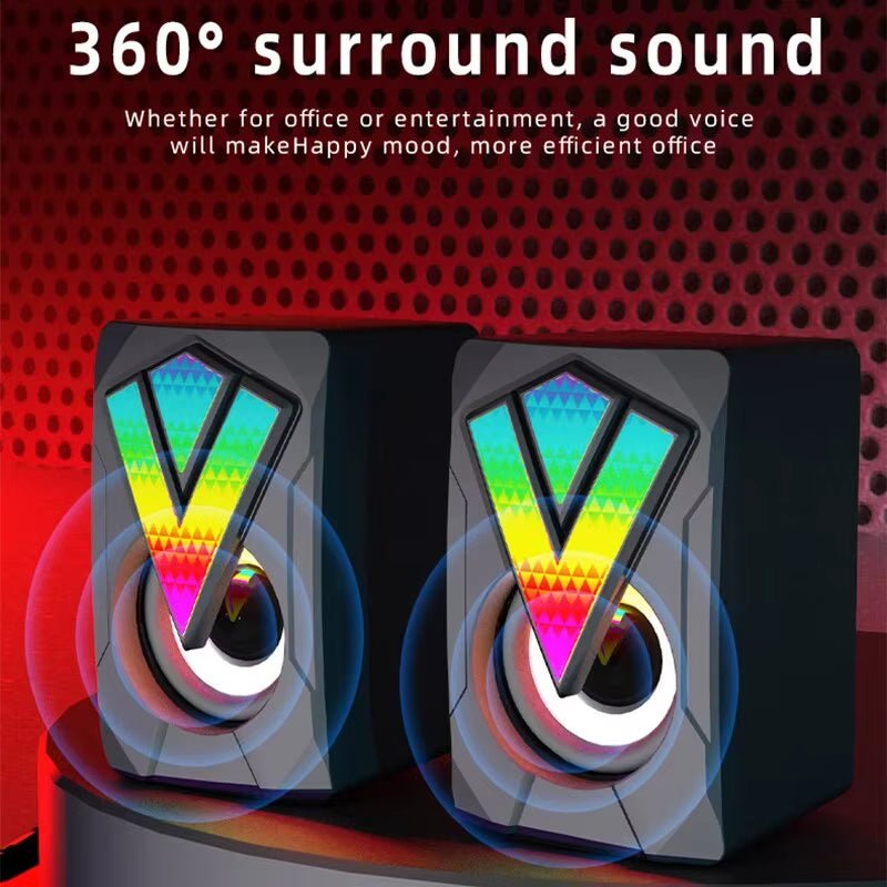 The computer speakers, PC sound box, Hifi stereo microphone, USB wired with LED light, and desktop computer were all connected to create a high - quality audio experience. - Dymand