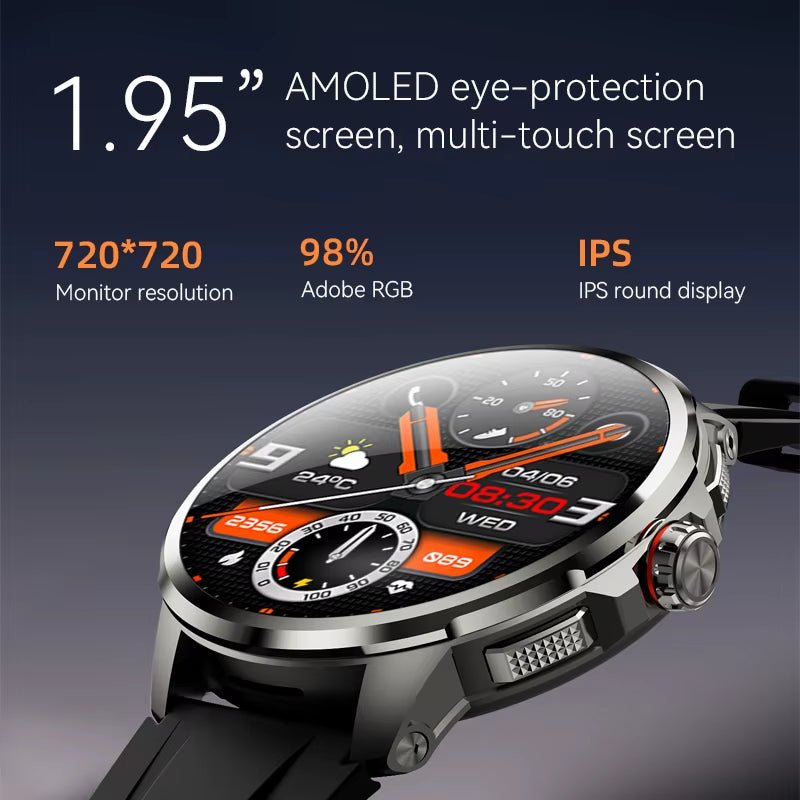 The H99 cellular 4G card version smartwatch with an amoled display, wifi connectivity, GPS, camera, and 32GB of storage is available in both men's and women's models. - Dymand