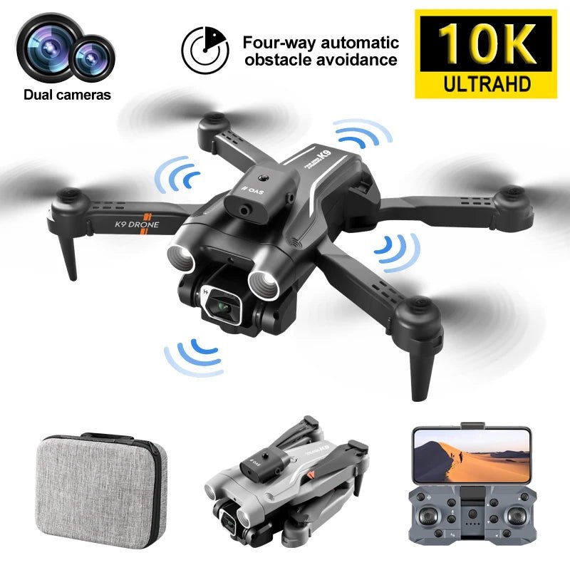 The K9 mini drones camera 10k foldable fpv rc drone quadcopter is a versatile toy that can be enjoyed by both adults and beginners. It offers a 360° active obstacle avoidance feature, making it perfect for those who want to have fun while staying safe. - Dymand
