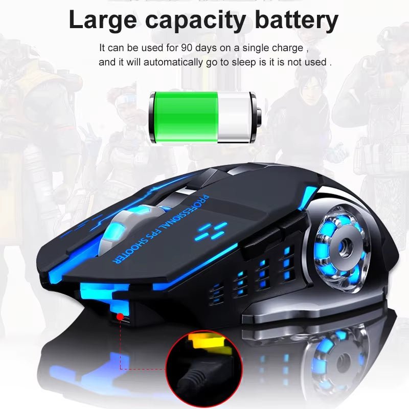 The rechargeable wireless mouse gaming computer silent bluetooth mouse 2.4g usb mechanical backlight pc gamer mouse is a versatile accessory for computer users, providing a comfortable and efficient gaming experience. - Dymand
