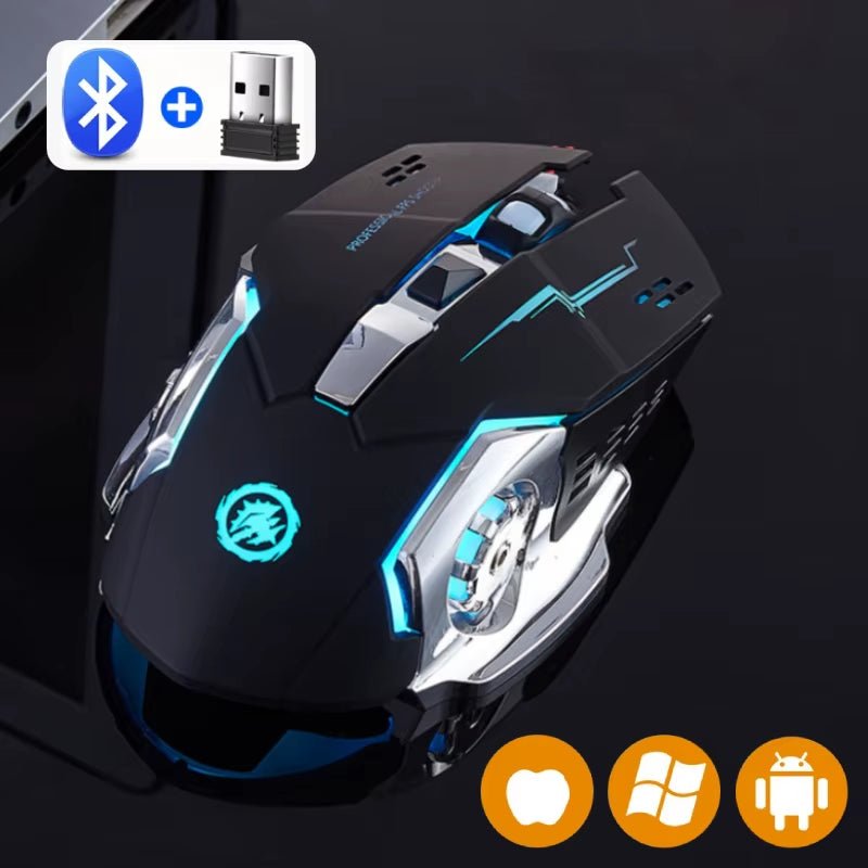 The rechargeable wireless mouse gaming computer silent bluetooth mouse 2.4g usb mechanical backlight pc gamer mouse is a versatile accessory for computer users, providing a comfortable and efficient gaming experience. - Dymand