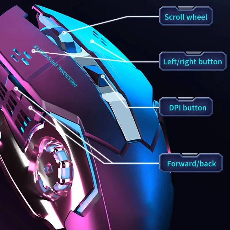 The rechargeable wireless mouse gaming computer silent bluetooth mouse 2.4g usb mechanical backlight pc gamer mouse is a versatile accessory for computer users, providing a comfortable and efficient gaming experience. - Dymand