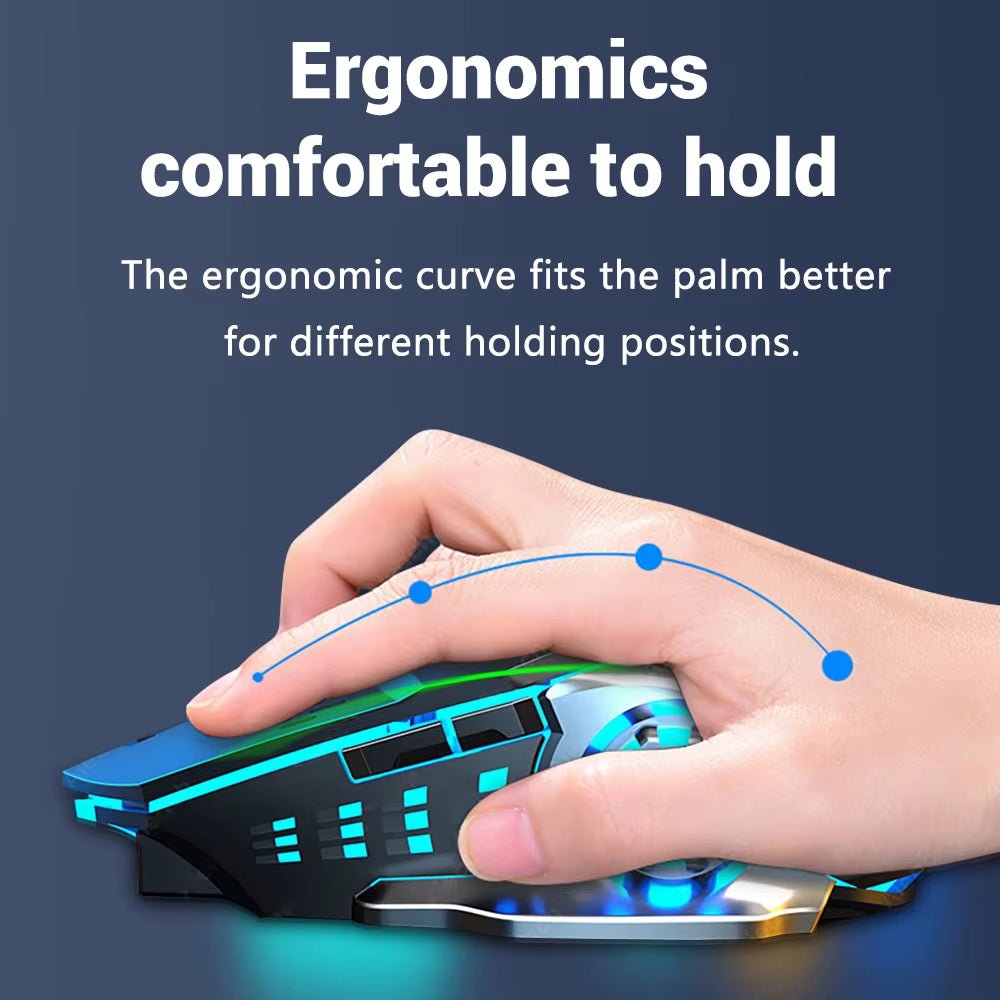 The rechargeable wireless mouse gaming computer silent bluetooth mouse 2.4g usb mechanical backlight pc gamer mouse is a versatile accessory for computer users, providing a comfortable and efficient gaming experience. - Dymand
