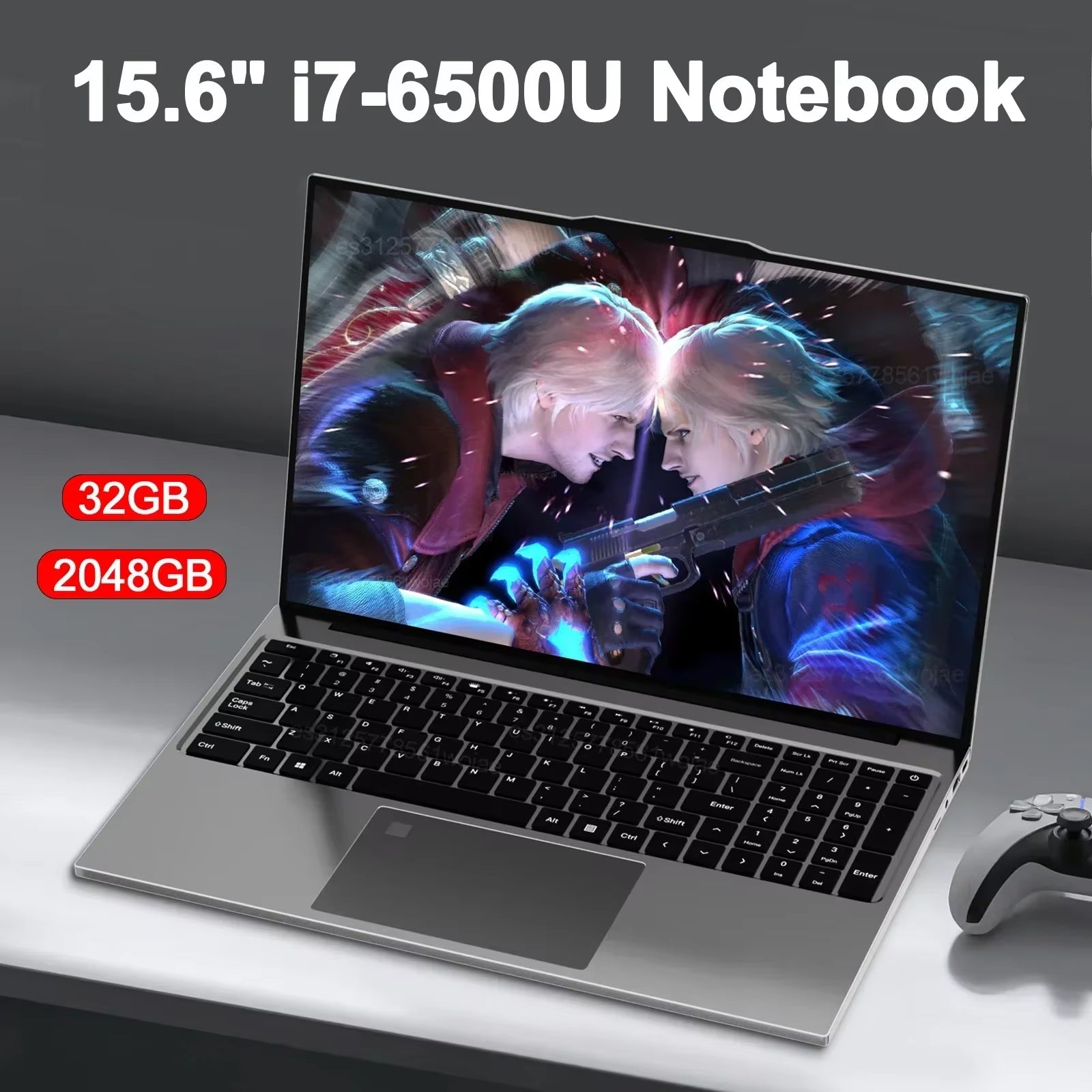 Ultra Slim Windows 11 Notebook Laptop with Intel Core i7 - 6500U, 32GB RAM, 2048GB SSD, and 1920x1080 Display for Gaming, Office, and Study - Dymand